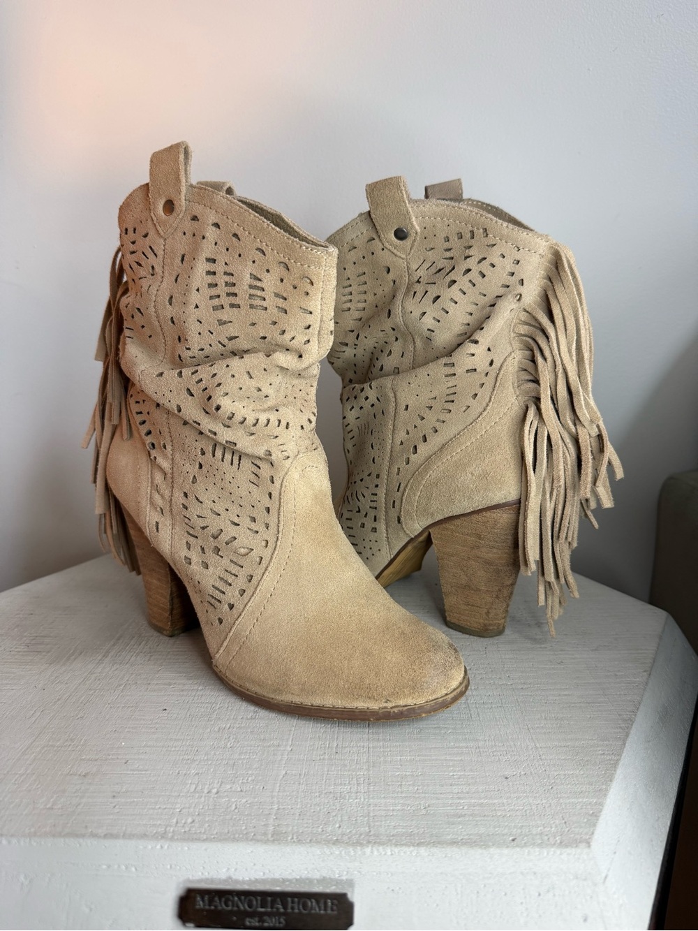 Vintage y2k Naughty Monkey Love Lace Leather Fringe Ankle Boot size 8.5